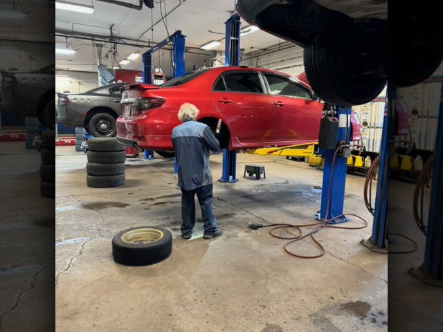 brakes near liverpool ny from first automotive car lifted for an brakes replacement